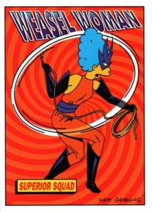 1994 SKYBOX THE SIMPSONS RADIO ACTIVE MAN WEASAL WOMAN #R9 BONGO TRADING CARD - Picture 1 of 5