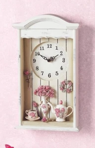 Victoriano Vintage Teatime Flor Madera Caja de Sombras Pared Abrigo Reloj Acento Decoración - Imagen 1 de 7