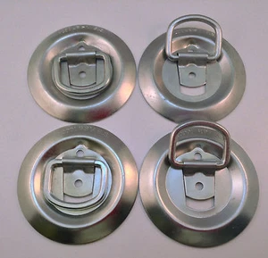 4pc Tie-Down Anchors, Round Bolt-On Cargo Tie Down Flush Mount D-Rings 1,200 MBS - Picture 1 of 5