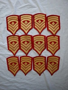USMC First Sergeant Marines E8 Chevron Patch Gold Red for Dress Blues X 12 - Picture 1 of 2