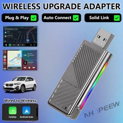 RGB Kabellos Wireless CarPlay & Android Auto Adapter Dongle BT WIFI Plug & Play - Bild 1 von 4