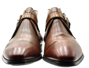 Men's Magnanni Burnished Tan Monk Strap Ankle Boots Size 10 M - Picture 1 of 10