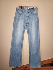 Seven 7 Mens Straight Fit Premium Jeans - Sz 32x34 Light Blue Wash - Distressed