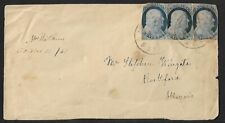 US ILLINOIS W/ 3 IMPERF STAMPS ON COVER 1857