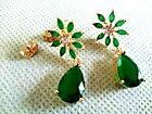 NWOT Lab created Emerald Flower Earrings - 18K Gold Plated -1
