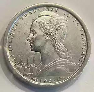 St. Pierre & Miquelon 1948 1 Franc Coin - Picture 1 of 2