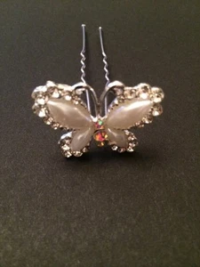 4 Butterfly Hair Slides Accessories Bride Bridesmaid Flower Girl Wedding - Picture 1 of 3