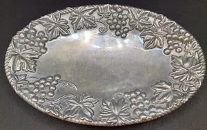 Lenox - Silver Metal Oval Tray - Grape Pattern….9”x6” - Picture 1 of 6