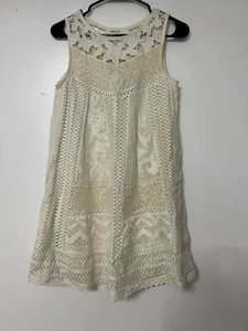 Vestido pequeño Anthropologie VANESSA VIRGINIA ALGODÓN CROCHET Pradera Babydoll BOHO - Imagen 1 de 6