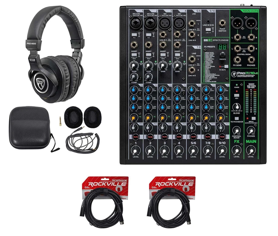 Mackie ProFX10v3 10-Channel Effects Mixer w/USB+Headphones+Cables ProFX10 v3 - Image 1 of 4