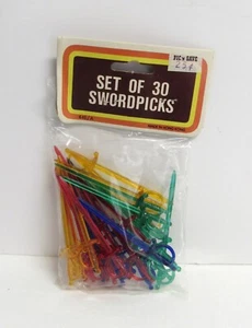 Vintage Plastic "Sword" Party Picks Pack of 30 - 3 inches - NEW Unopened Package - Picture 1 of 2