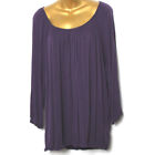 Michael Kors Women Purple 3/4 Elastic Sleeve Rayon Blend Top Medium