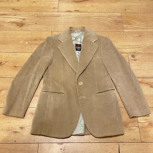 Vintage Europe Craft Corduroy Blazer Sport Coat Sz S 36 Khaki Beige 2 Button - Picture 1 of 8