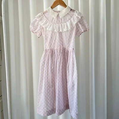 Vestido De Colección Años 50 Cinderella's Coach Rosa Transparente Floral Flocado Nylon Niñas 10-12 Foto 1 de 4