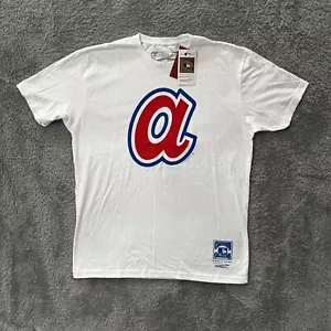 Mitchell & Ness Mens Atlanta Braves Cooperstown Collection TShirt White Sz Large - Picture 1 of 7