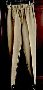 VINTAGE ANDREA JOVINE WOMENS TAUPE COTTON /SPANDEX STIRRUP PANT SZ S EXCELLENT - Picture 1 of 6