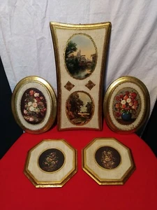 Vintage italian Imported Gold Guilded Wall Hanging Set Of 5 - Picture 1 of 5