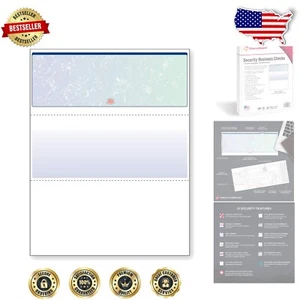 Blue/Green High Security Check Paper - 500 Sheets, QuickBooks & Laser Compatible - Picture 1 of 11