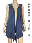 ??Mesop Size 2  S/M Blue Pleated Drape Layering Printed Top