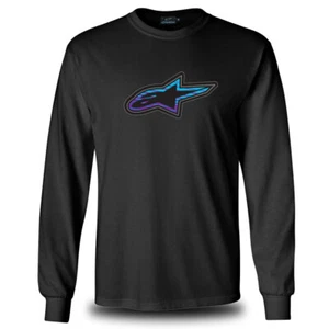 Alpinestars Motorcycle Racing Superbike Style Race Black Long Sleeve Tee T-Shirt - Picture 1 of 4