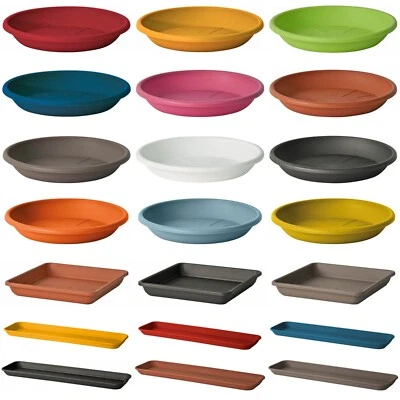 EURO3PLAST 15 Farben + 37 Größen Untersetzer rund eckig rechteckig quadratisch f Blumentopf