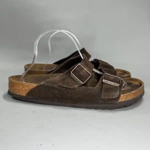 Birkenstock Arizona Sandalen Herren Größe 11,5 Braun Wildleder Verstellbare Schnalle Pantoletten - Bild 1 von 10