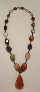 Vintage Wired Gemstone Necklace Moonstone Green Botswana Brown Agates - Picture 1 of 5