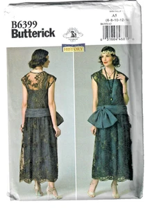 Butterick Pattern B6399 Drop Waist Dress Historical 1920 Flapper Costume 6-14 - Picture 1 of 4
