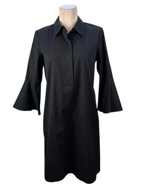 Lafayette 148 Contrast-Stitch Poplin Cotton Shirt Dress Black Size S - Image 1 of 4