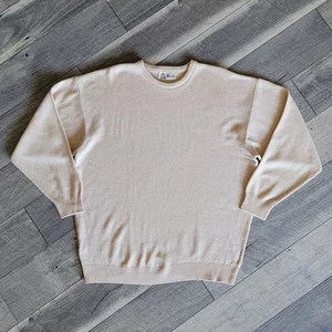 Pringle Of Scotland 100% Lambsool Sweater L Beige Crew Neck Washable Pullover - Picture 1 of 12