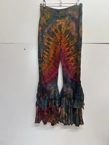 Tie Dyed Flare Pants. Tiered Legs. Awesome Colors, Great Style, Dance More! - Picture 1 of 2