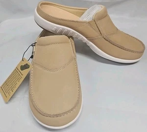 Spenco Siesta hellbraune Leder Slipper Pantoletten Pantoletten Herren Größe 8 Weite EE neu ohne Karton - Bild 1 von 15