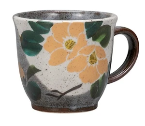 Kutani yaki ware Porcelain Japanese Traditional Crafts Tea Mug Cup Gold Camellia - Picture 1 of 4