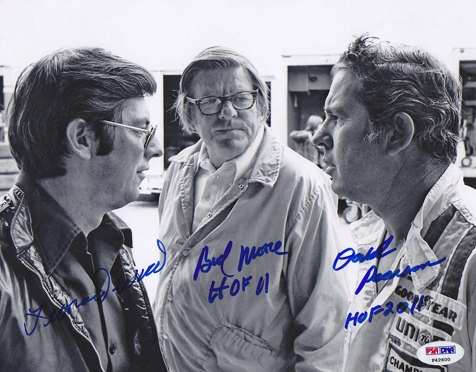 Leonard Wood & Bud Moore & David Pearson SIGNED 8x10 Photo PSA/DNA AUTOGRAPHED - Image 1 of 1