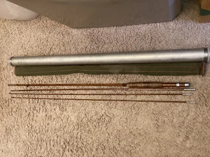 Vintage Horrocks Ibbotson Oriskany 4pc- 9 Ft Fly Rod w/ Tube and Sock-Nice Shape - Picture 1 of 21