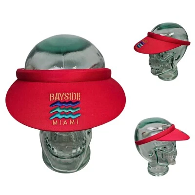 Visera roja vintage Bayside Miami Florida Beach Water Waves para mujer Foto 1 de 4