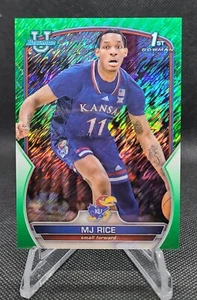 2023 Bowman Chrome University Basketball MJ Rice Green Shimmer Refractor 48/99 - Picture 1 of 3