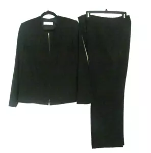 TAHARI Mujer Talla 18 Dos Piezas Negro Traje de Carrera con Cremallera Frontal Chaqueta - Imagen 1 de 16