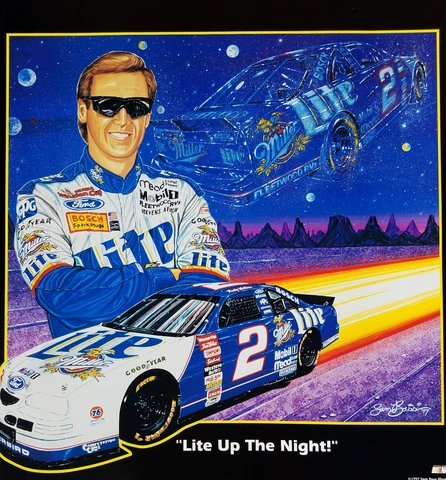 RUSTY WALLACE SAM BASS POSTER 1997 "LITE UP THE NIGHT" 25" X 26" Cover