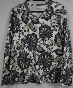 Croft & Barrow Women's ClassicRed Black Long Sleeve Floral Tee Top Size M, L - Picture 1 of 8