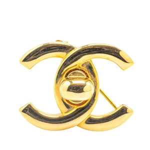 CHANEL COCO Mark Turnlock Brooch Women 【Used】 - Picture 1 of 3