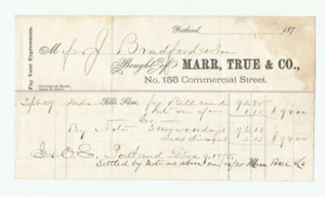 Marr, True & Co. Portland Maine Billhead 1875 Commercial Street Rivenditore di farina - Foto 1 di 2