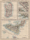 ITALIAN ISLANDS. Sardinia Sicily Ischia Capri Malta S Marino JOHNSTON 1895 map