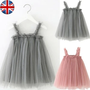 Toddler Children Kids Baby Girls TuTu Princess Clothes Strap Tulle Solid Dress - Picture 1 of 15
