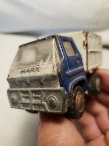 Marx Dump Truck dumptruck 3" blue white 1970 vintage metal - Picture 1 of 10