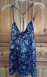 New Gap Body Love Amour Navy Blush Beige Floral T-Back Spaghetti Strap Cami Med - Picture 1 of 6