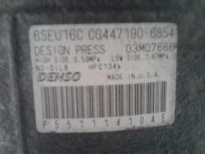 Compresor de aire acondicionado usado para: Dodge Avenger 2010 2,4 L con aire acondicionado automático G Foto 1 de 4