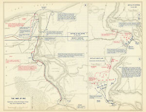 War of 1812. Niagara River 1813-14. Chippewa/Lundy's Lane/Ft George 1959 map