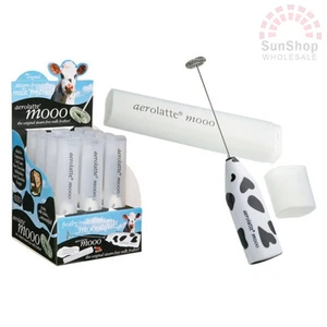100% Genuine! AEROLATTE Mooo Milk Frother with Travel Storage Case Cow Print! - Picture 1 of 9