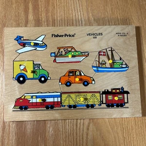 Fisher Price Wooden Frame Tray Puzzle Vehicles 508 Wood - Picture 1 of 18